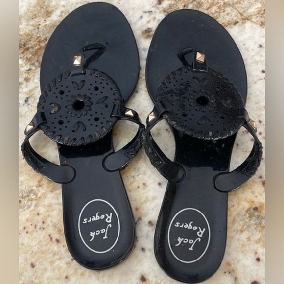Jack Rogers Black Cutout Jelly  Sandals - Picture 1 of 2